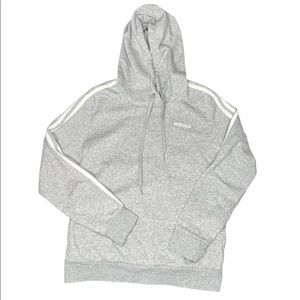 Adidas Heathered Grey 3 Stripe Pullover Hoodie Size Medium